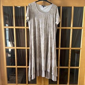 Picadilly Women’s Lace Overlay Dress in Beige XL